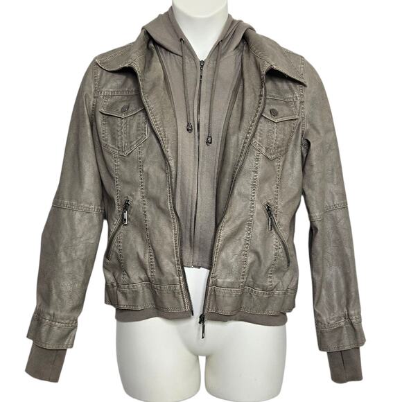 LA Coalition Moto Jacket Size Large Vegan Leather Brown - Picture 1 of 6